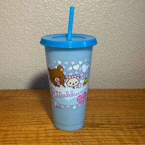 Rilakkuma Blue Plastic Cup with Lid Set Round 1 Exclusive